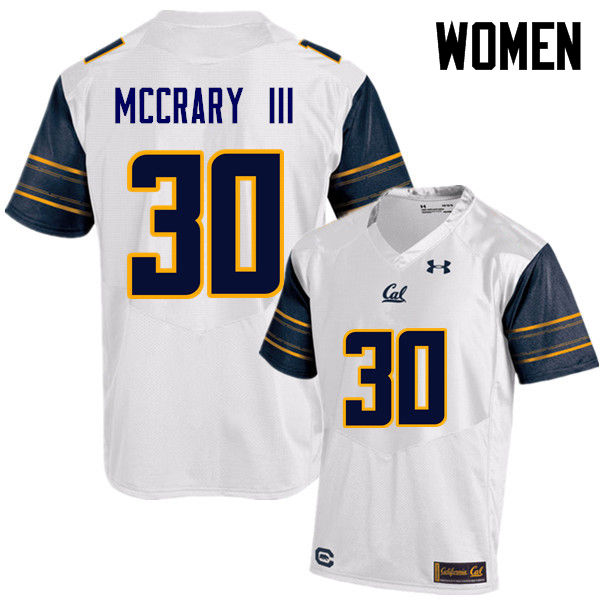 Women #30 Billy McCrary III Cal Bears (California Golden Bears College) Football Jerseys Sale-White